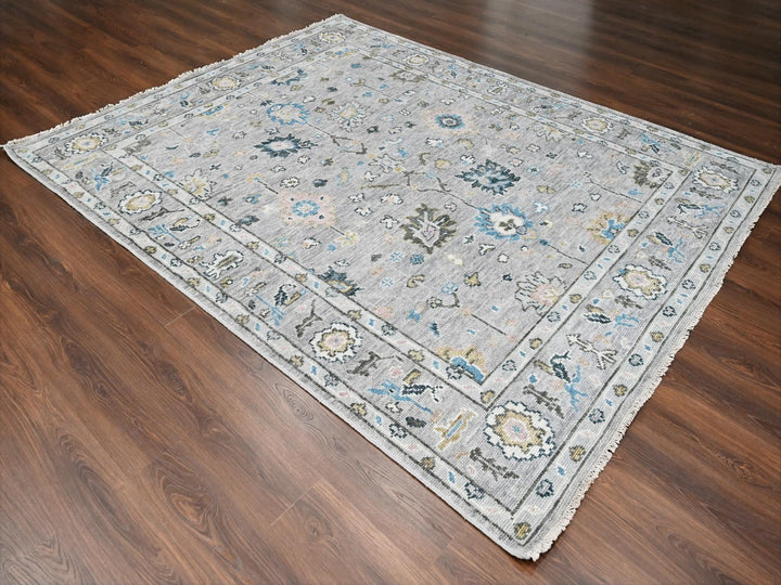 7'11" x 10'0" New Hand Knotted Grey Wool Rectangle Oriental Rug - MOA10284897