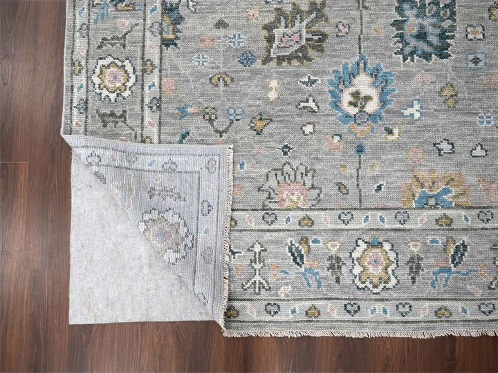 7'11" x 10'0" New Hand Knotted Grey Wool Rectangle Oriental Rug - MOA10284897