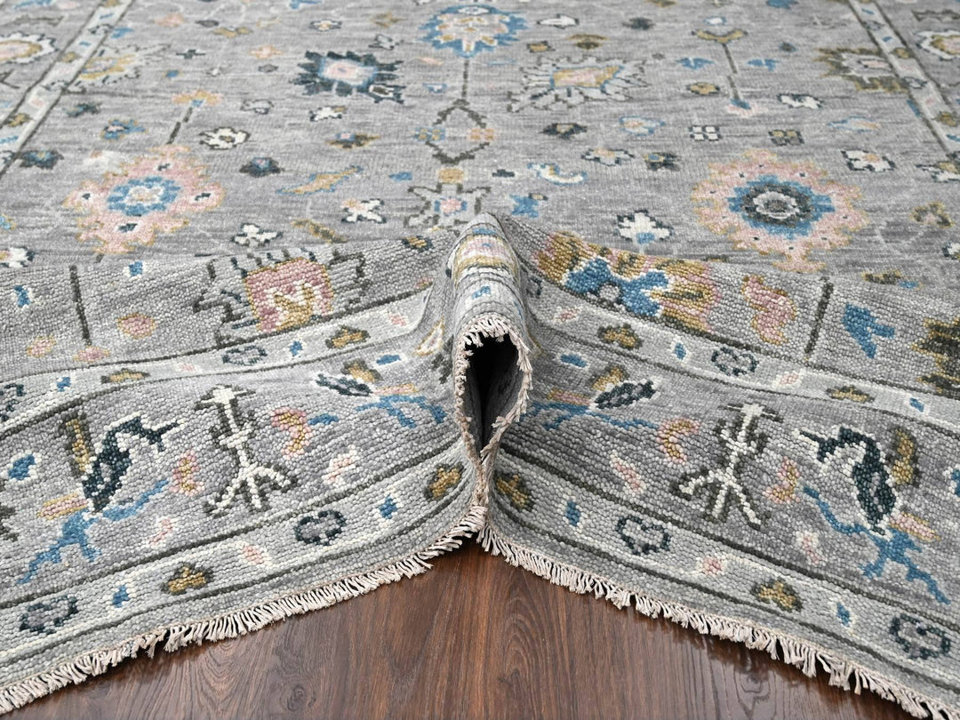7'11" x 10'0" New Hand Knotted Grey Wool Rectangle Oriental Rug - MOA10284897