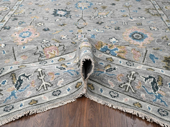 7'11" x 10'0" New Hand Knotted Grey Wool Rectangle Oriental Rug - MOA10284897