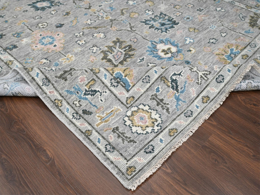 7'11" x 10'0" New Hand Knotted Grey Wool Rectangle Oriental Rug - MOA10284897