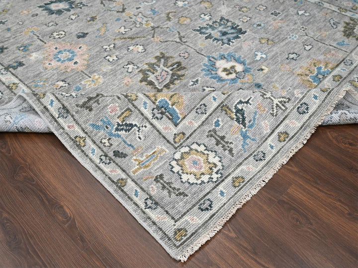 7'11" x 10'0" New Hand Knotted Grey Wool Rectangle Oriental Rug - MOA10284897