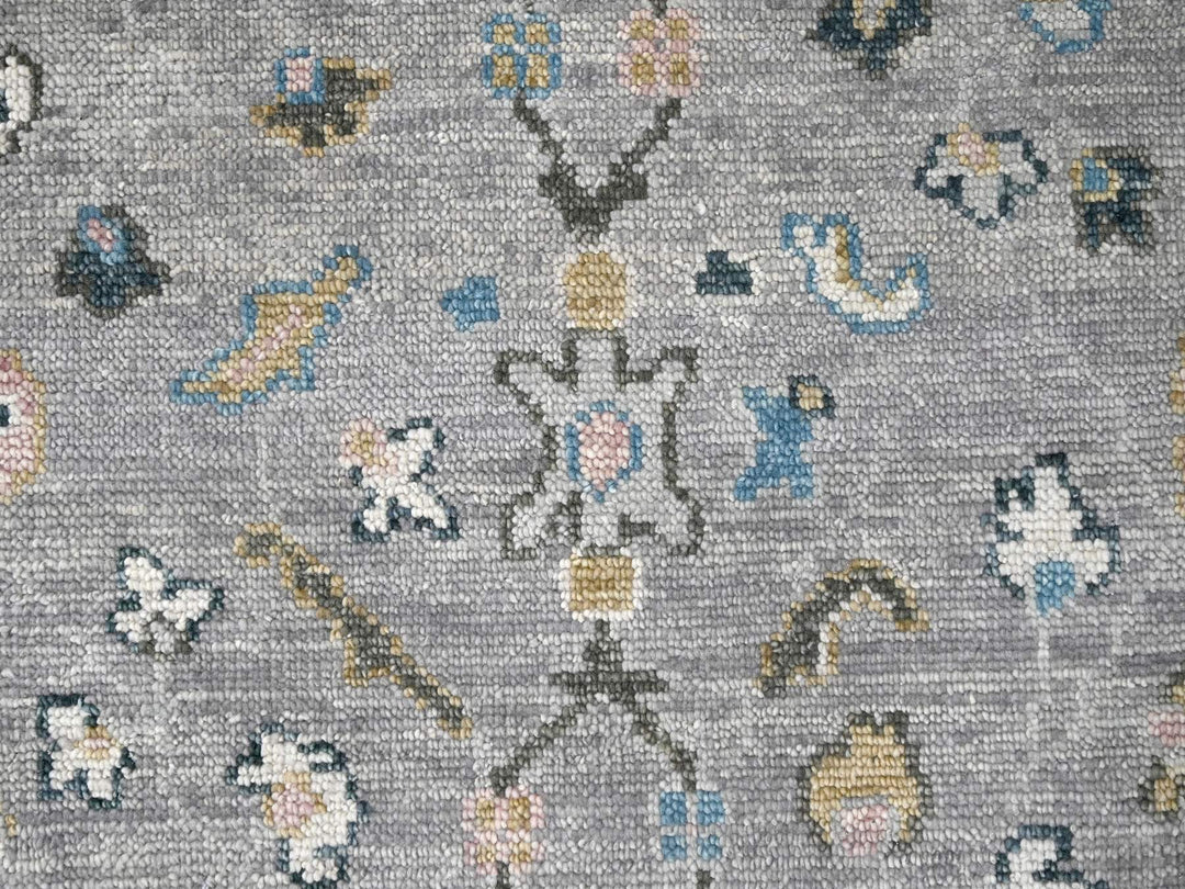 7'11" x 10'0" New Hand Knotted Grey Wool Rectangle Oriental Rug - MOA10284897