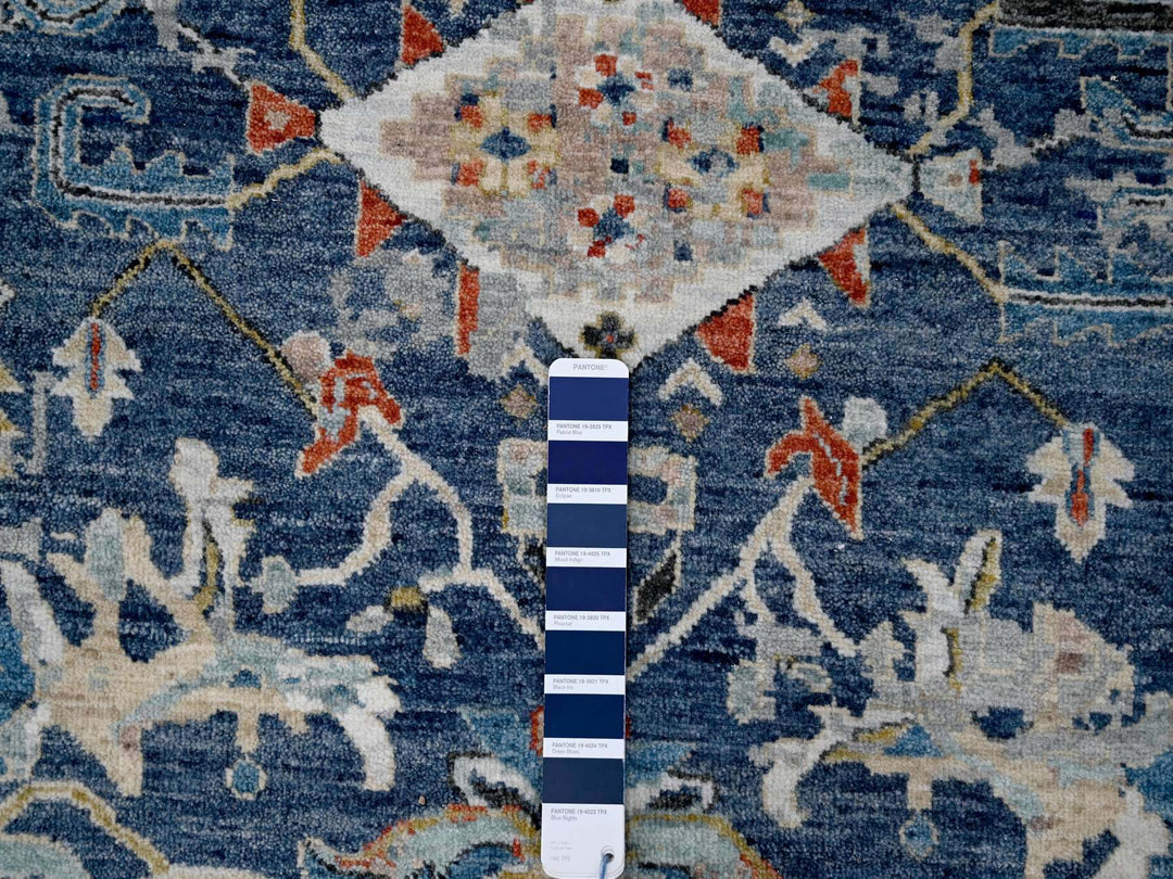 8'10" x 11'10" New Hand Knotted Blue Wool Rectangle Oriental Rug - MOA10284905