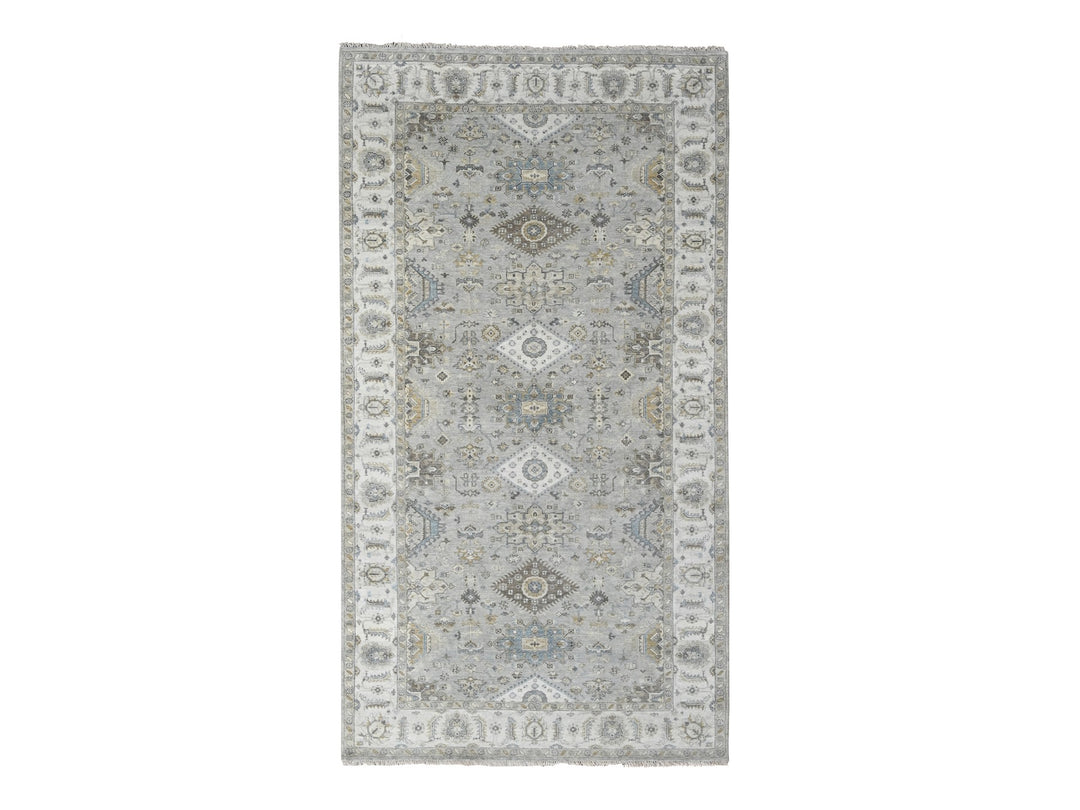 6'0" x 11'9" New Hand Knotted Grey Wool Runner Oriental Rug - MOA10284906