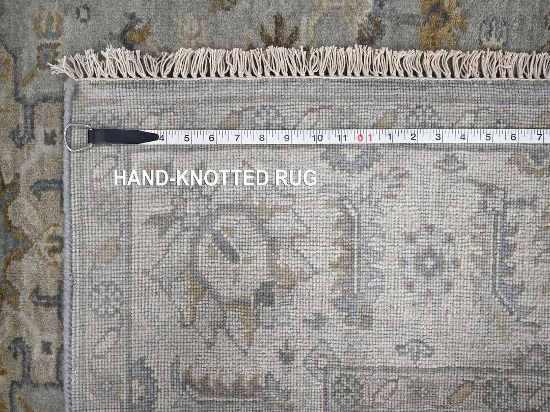 6'0" x 11'9" New Hand Knotted Grey Wool Runner Oriental Rug - MOA10284906