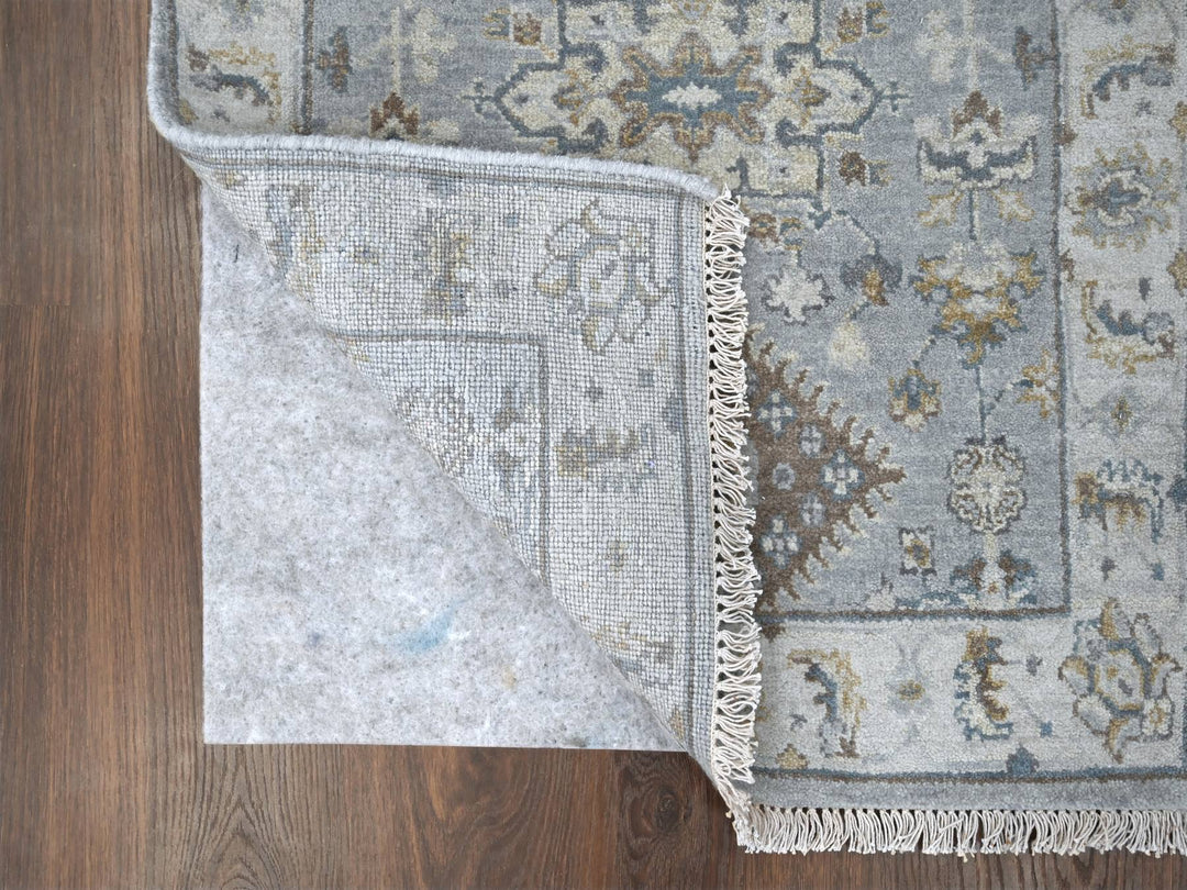 2'7" x 6'0" New Hand Knotted Grey Wool Runner Oriental Rug - MOA10284908