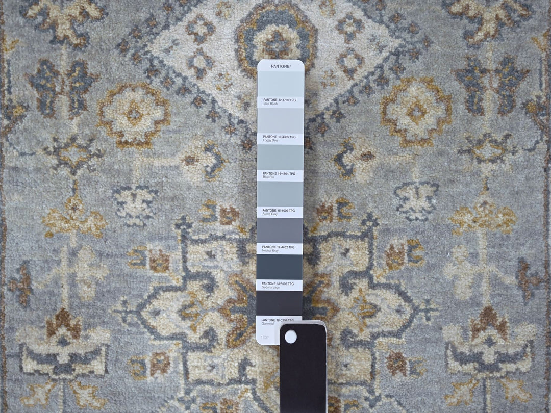 2'7" x 6'0" New Hand Knotted Grey Wool Runner Oriental Rug - MOA10284908
