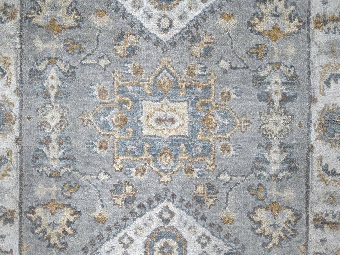 2'7" x 6'0" New Hand Knotted Grey Wool Runner Oriental Rug - MOA10284908
