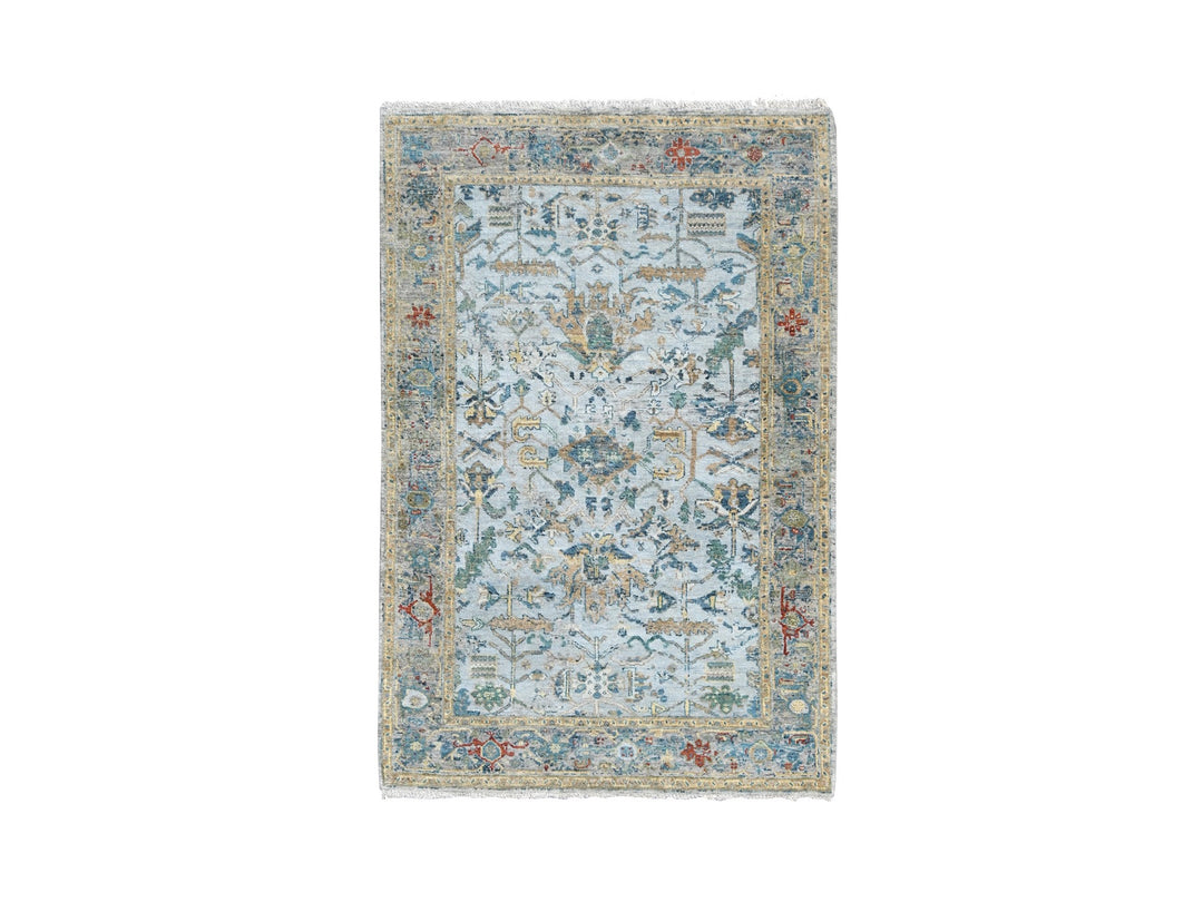 4'0" x 5'10" New Hand Knotted Grey Wool Rectangle Oriental Rug - MOA10284914