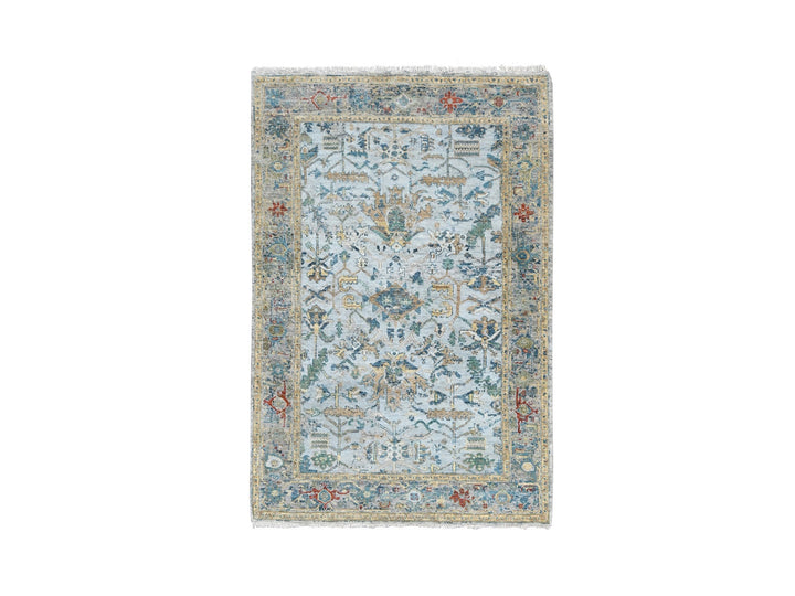 4'0" x 5'10" New Hand Knotted Grey Wool Rectangle Oriental Rug - MOA10284914