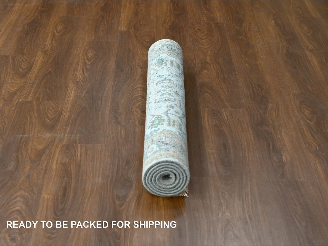 4'0" x 5'10" New Hand Knotted Grey Wool Rectangle Oriental Rug - MOA10284914