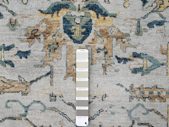 8'10" x 11'11" New Hand Knotted Grey Wool Rectangle Oriental Rug - MOA10284915