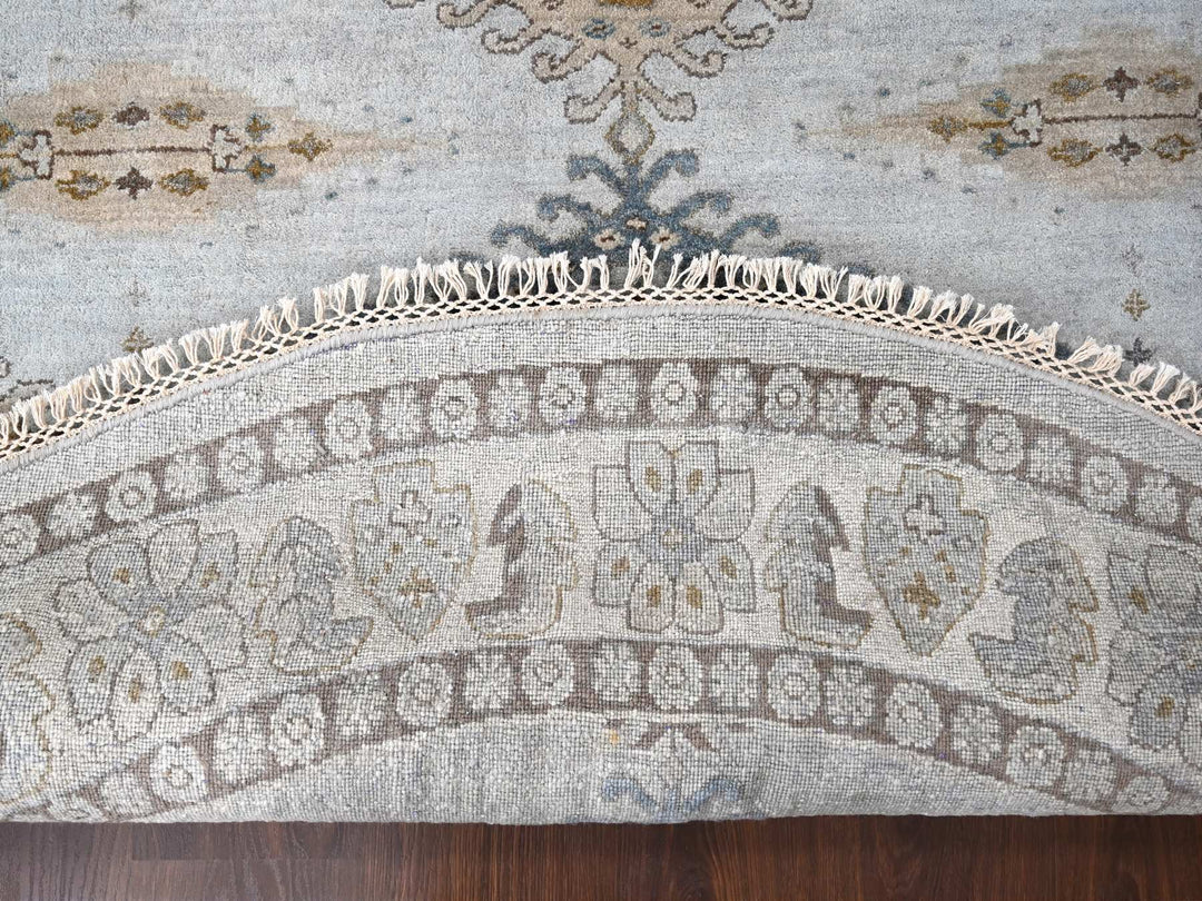 8'1" x 8'1" New Hand Knotted Grey Wool Round Oriental Rug - MOA10284921