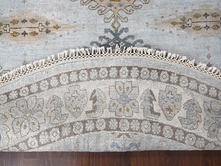8'1" x 8'1" New Hand Knotted Grey Wool Round Oriental Rug - MOA10284921