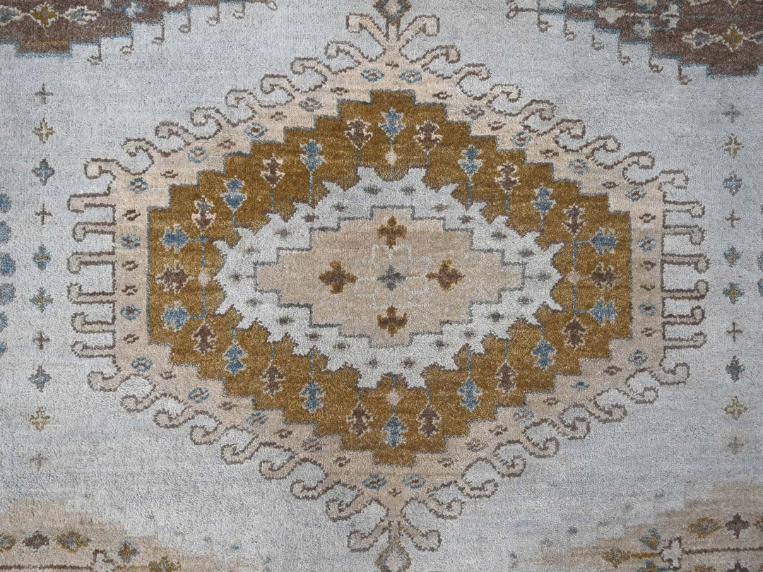 8'1" x 8'1" New Hand Knotted Grey Wool Round Oriental Rug - MOA10284921
