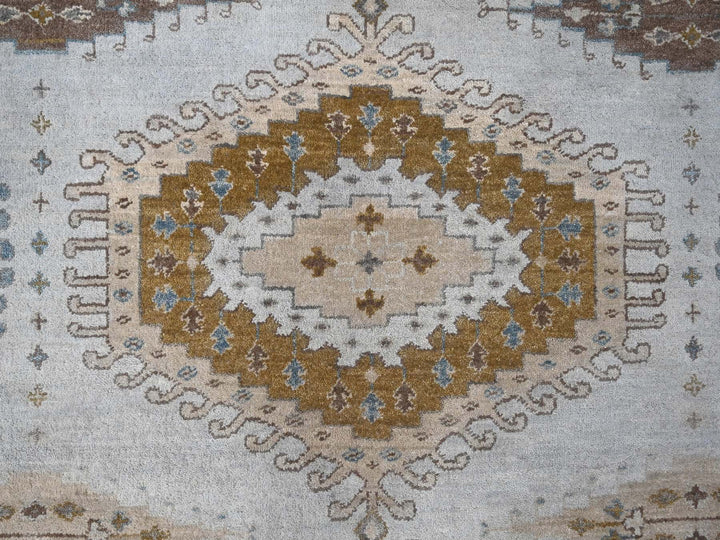 8'1" x 8'1" New Hand Knotted Grey Wool Round Oriental Rug - MOA10284921
