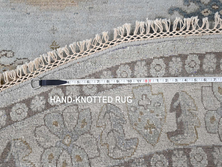 8'1" x 8'1" New Hand Knotted Grey Wool Round Oriental Rug - MOA10284921