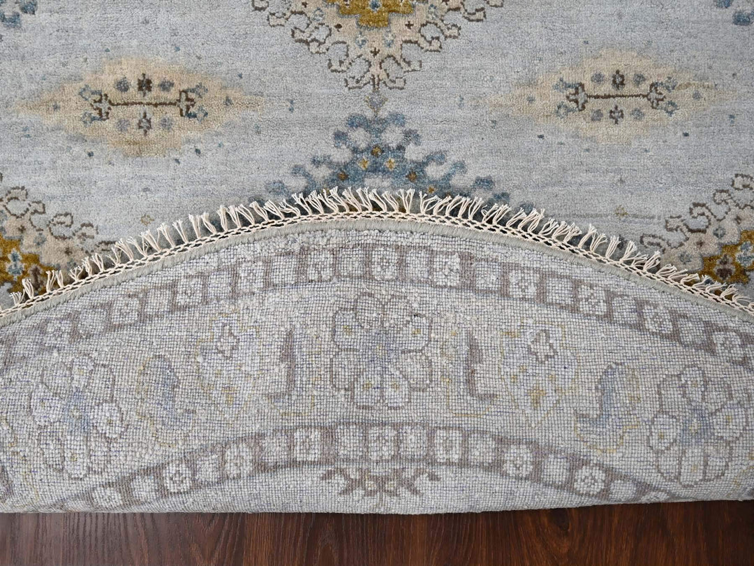 5'10" x 6'1" New Hand Knotted Grey Wool Round Oriental Rug - MOA10284922