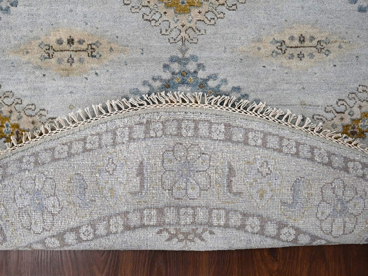 5'10" x 6'1" New Hand Knotted Grey Wool Round Oriental Rug - MOA10284922
