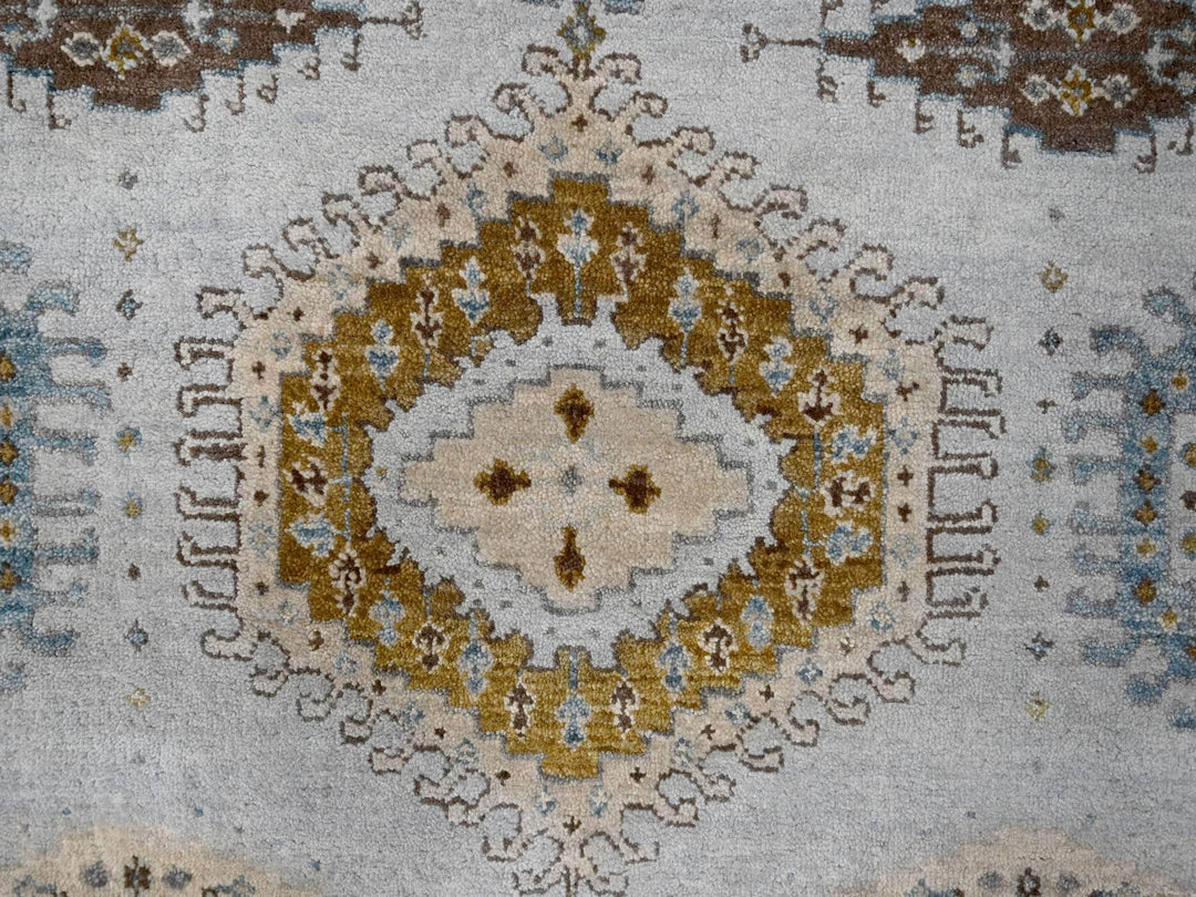 5'10" x 6'1" New Hand Knotted Grey Wool Round Oriental Rug - MOA10284922