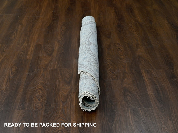 5'10" x 6'1" New Hand Knotted Grey Wool Round Oriental Rug - MOA10284922
