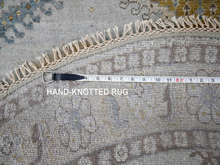 5'10" x 6'1" New Hand Knotted Grey Wool Round Oriental Rug - MOA10284922