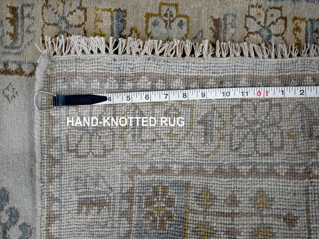 2'7" x 19'9" New Hand Knotted Grey Wool Runner Oriental Rug - MOA10284923
