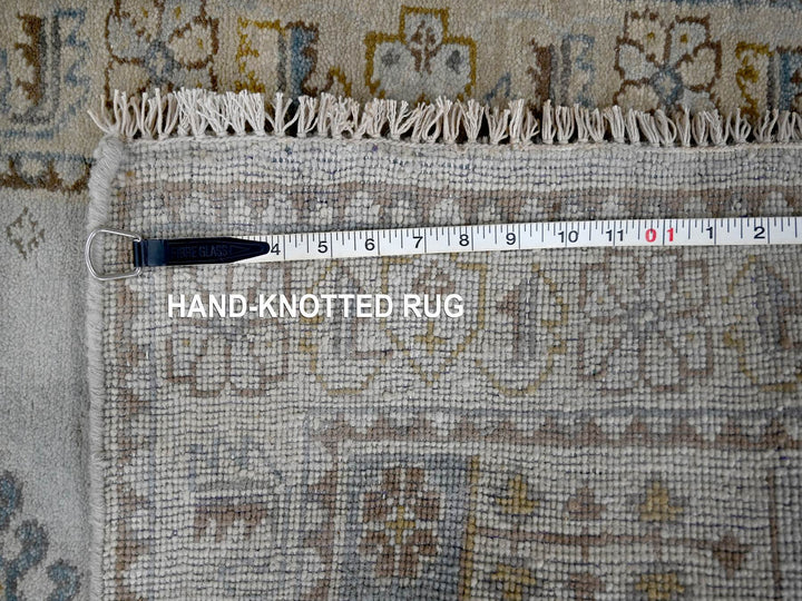 2'7" x 19'9" New Hand Knotted Grey Wool Runner Oriental Rug - MOA10284923
