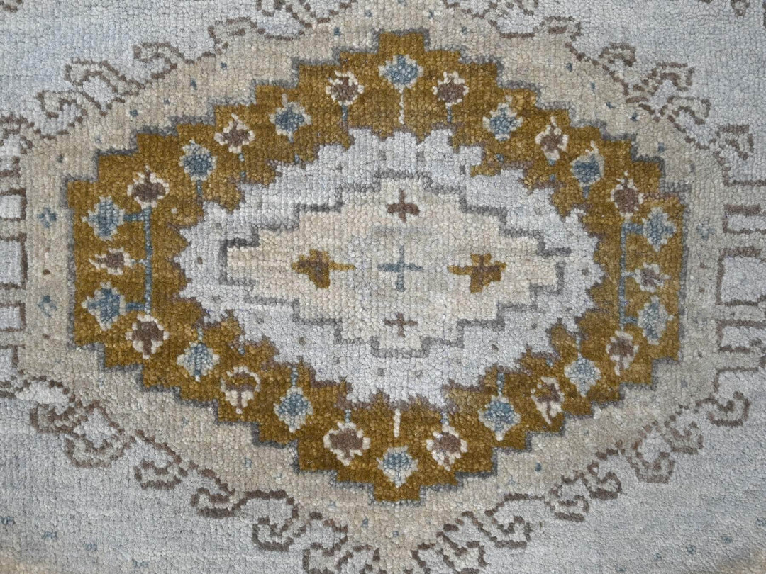 2'9" x 6'0" New Hand Knotted Grey Wool Runner Oriental Rug - MOA10284925