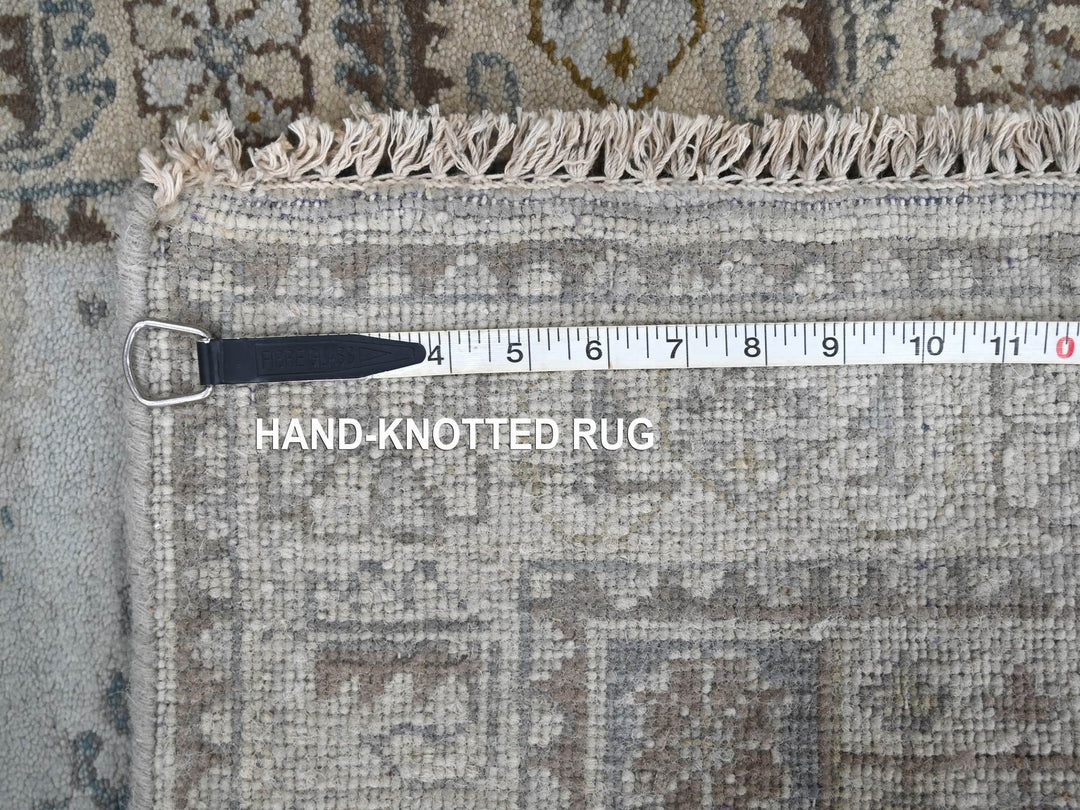 2'9" x 6'0" New Hand Knotted Grey Wool Runner Oriental Rug - MOA10284925