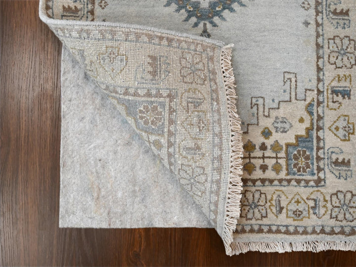 2'7" x 23'9" New Hand Knotted Grey Wool Runner Oriental Rug - MOA10284928