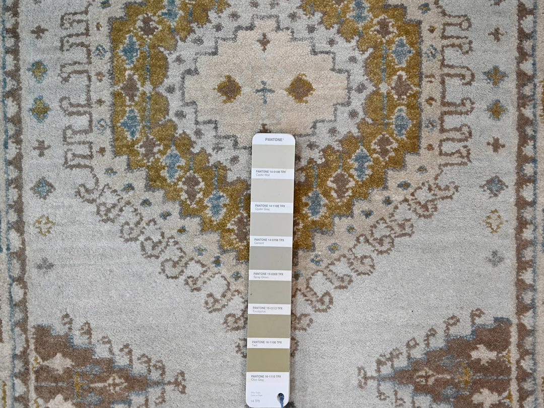 2'7" x 23'9" New Hand Knotted Grey Wool Runner Oriental Rug - MOA10284928