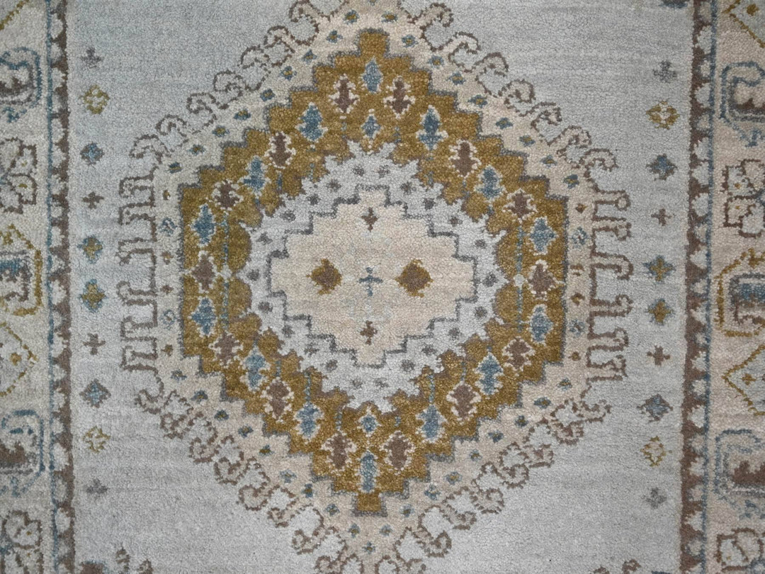 2'7" x 23'9" New Hand Knotted Grey Wool Runner Oriental Rug - MOA10284928