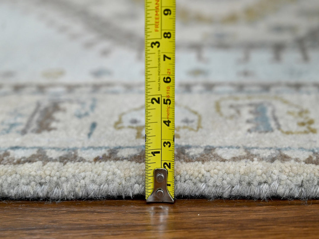 2'7" x 23'9" New Hand Knotted Grey Wool Runner Oriental Rug - MOA10284928