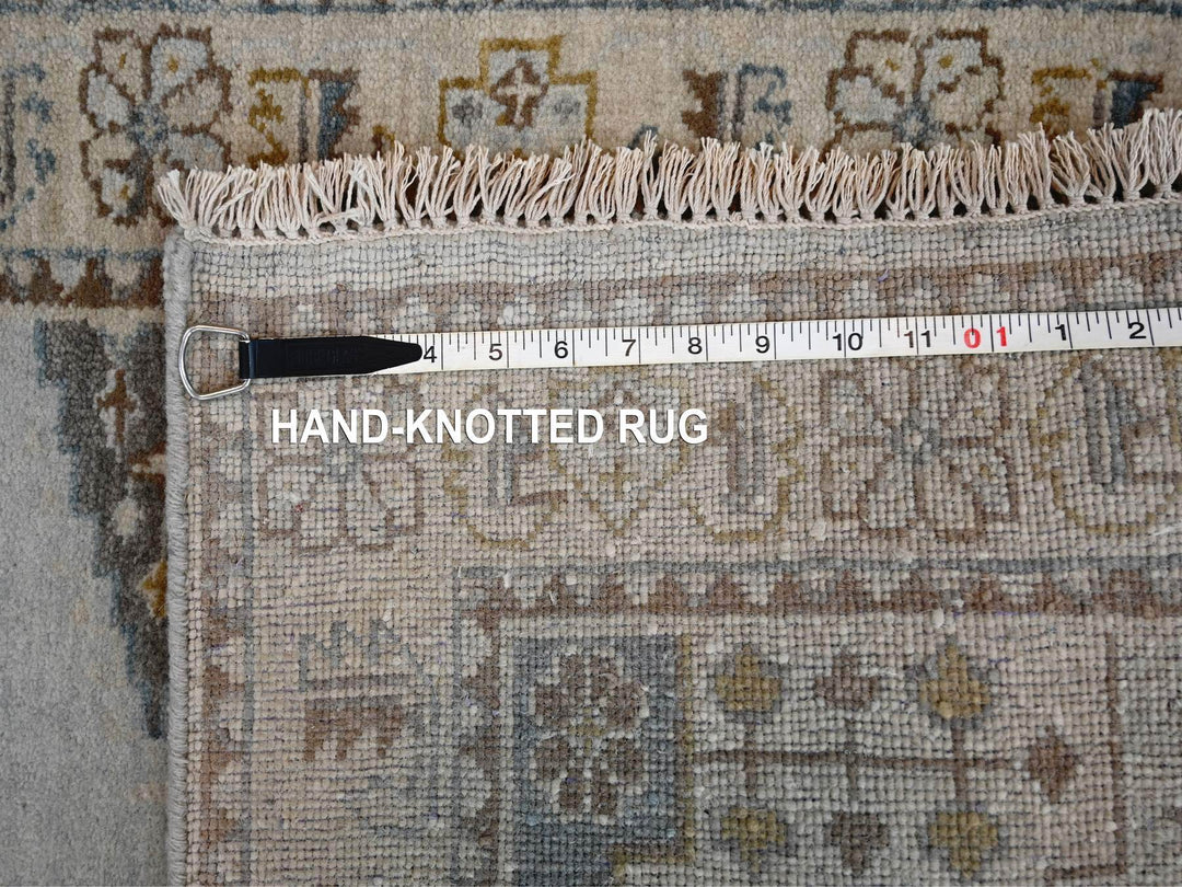 2'7" x 23'9" New Hand Knotted Grey Wool Runner Oriental Rug - MOA10284928