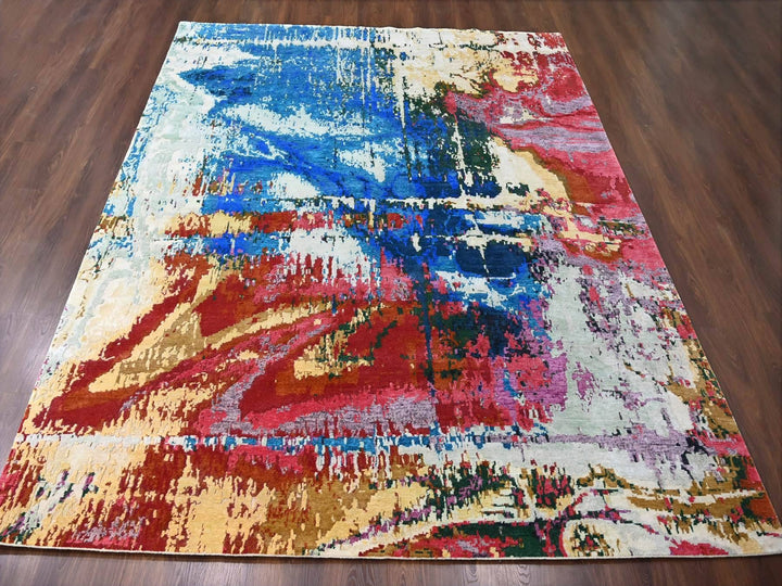 9'4" x 12'3" New Hand Knotted Blue Wool Rectangle Oriental Rug - MOA10284930
