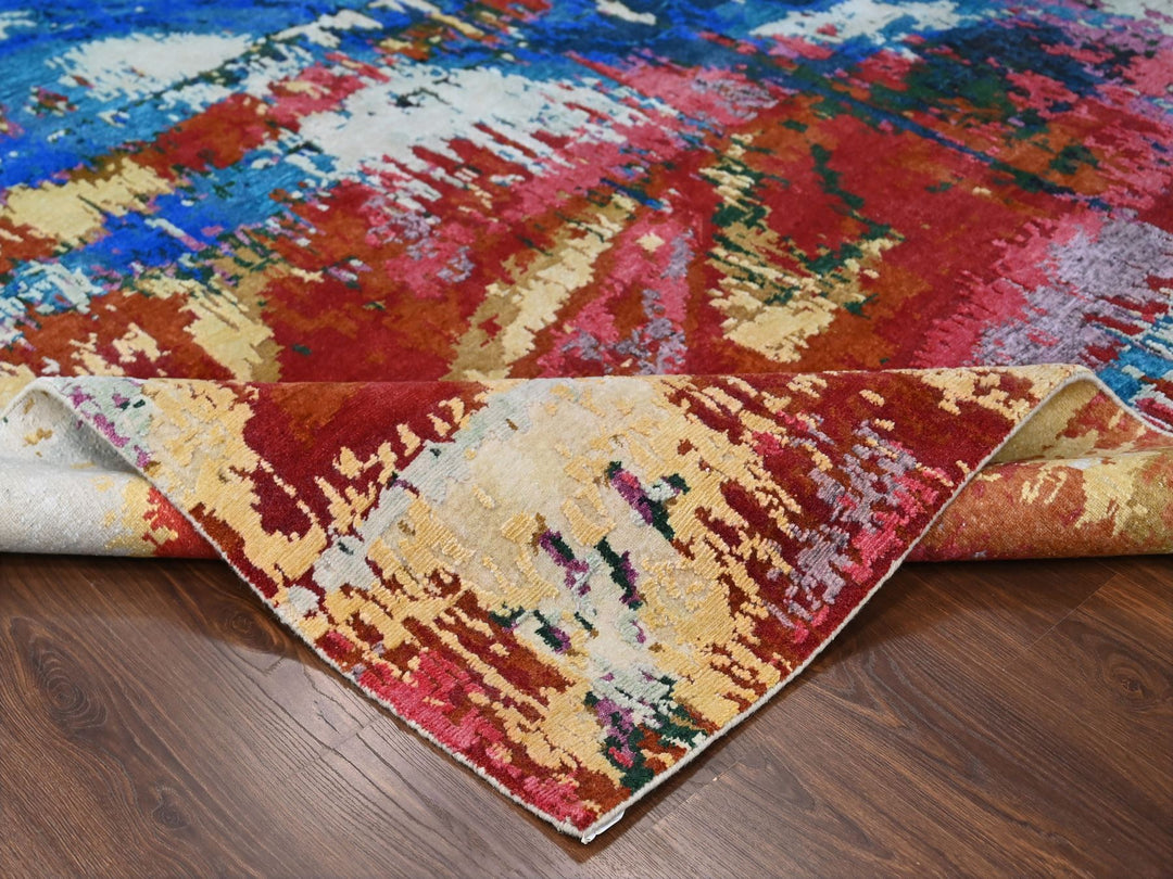 9'4" x 12'3" New Hand Knotted Blue Wool Rectangle Oriental Rug - MOA10284930