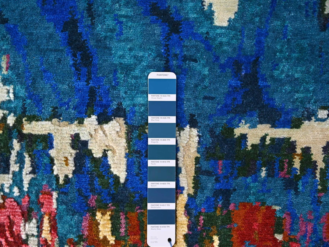 9'4" x 12'3" New Hand Knotted Blue Wool Rectangle Oriental Rug - MOA10284930