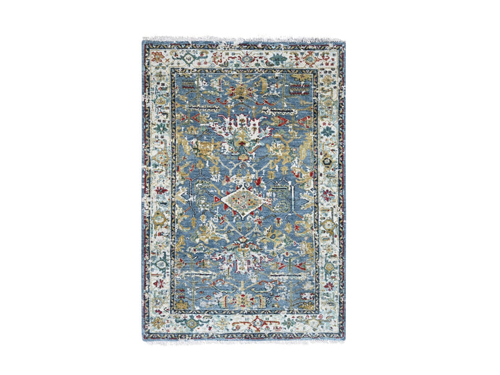 3'1" x 4'11" New Hand Knotted Blue Wool Rectangle Oriental Rug - MOA10284953