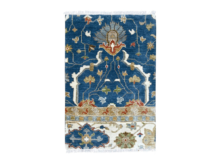 2'0" x 3'0" New Hand Knotted Blue Wool Rectangle Oriental Rug - MOA10284955