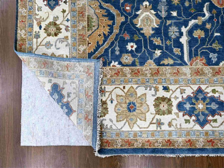 9'0" x 11'10" New Hand Knotted Blue Wool Rectangle Oriental Rug - MOA10284956