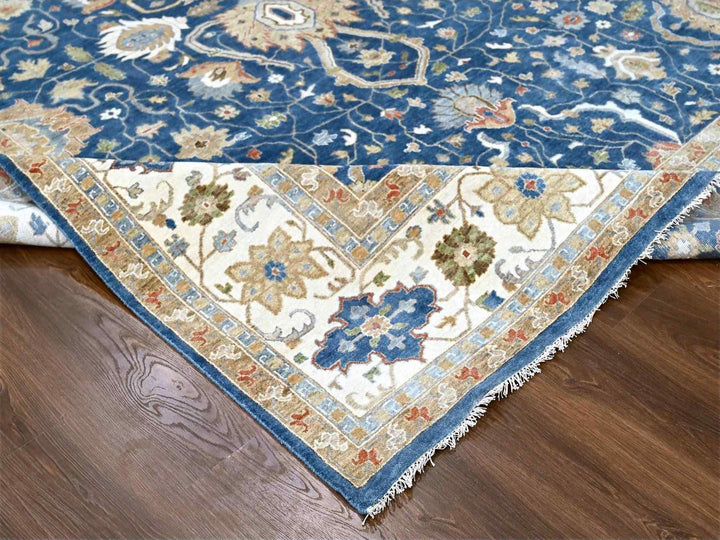9'0" x 11'10" New Hand Knotted Blue Wool Rectangle Oriental Rug - MOA10284956