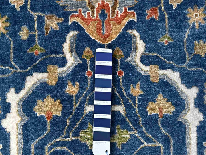 9'0" x 11'10" New Hand Knotted Blue Wool Rectangle Oriental Rug - MOA10284956