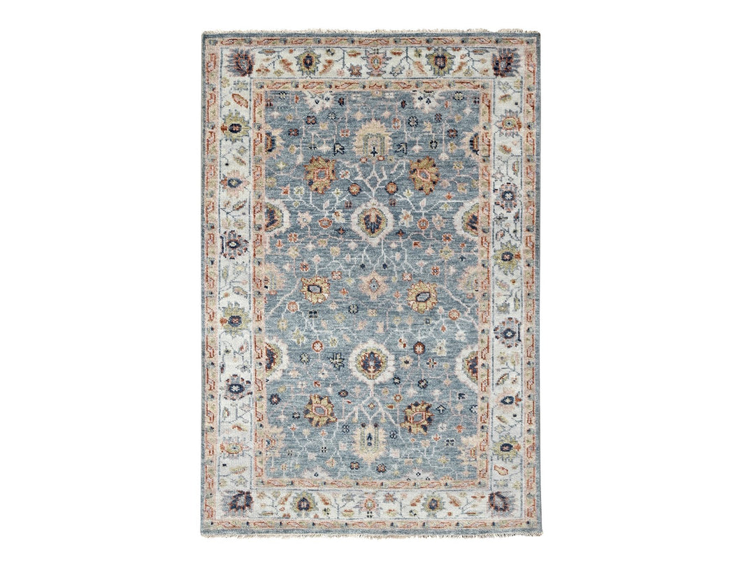 6'0" x 8'11" New Hand Knotted Grey Wool Rectangle Oriental Rug - MOA10284965