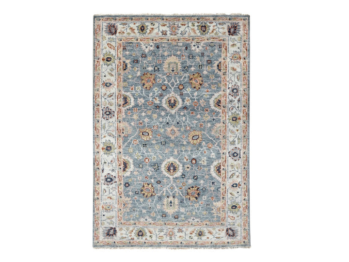 6'0" x 8'11" New Hand Knotted Grey Wool Rectangle Oriental Rug - MOA10284965