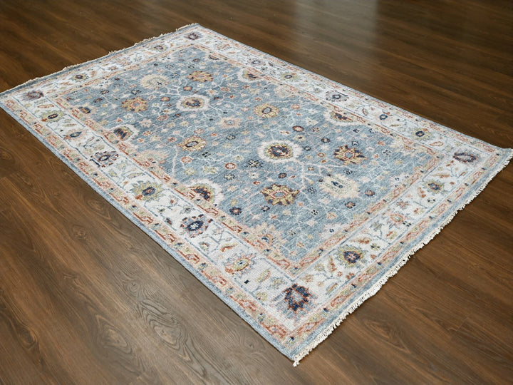 6'0" x 8'11" New Hand Knotted Grey Wool Rectangle Oriental Rug - MOA10284965
