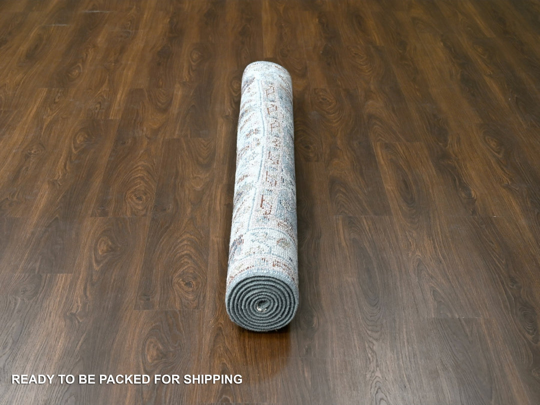 6'0" x 8'11" New Hand Knotted Grey Wool Rectangle Oriental Rug - MOA10284965