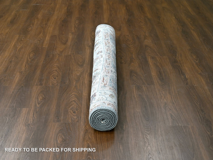6'0" x 8'11" New Hand Knotted Grey Wool Rectangle Oriental Rug - MOA10284965