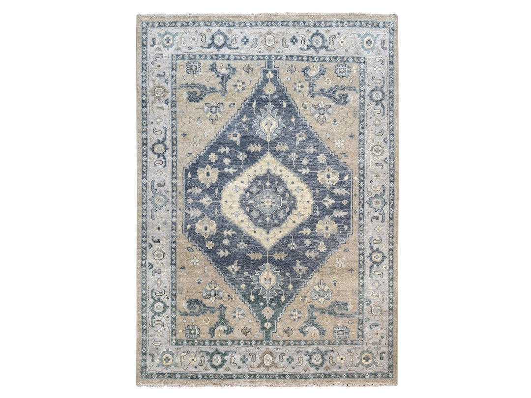 9'3" x 12'3" New Hand Knotted Grey Wool Rectangle Oriental Rug - MOA10284969